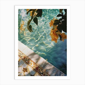 Yellow Flowers By The Pool Art Print