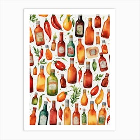 Spicy Flavour Hot Sauce Bottles Art Print