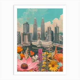 Kuala Lumpur   Retro Collage Style 2 Art Print