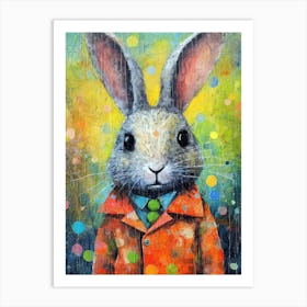 Cute Rabbit In Polka Dots Art Print