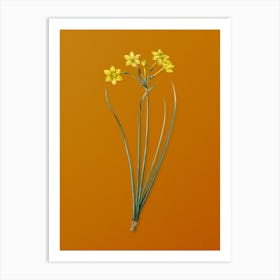 Vintage Rush Daffodil Botanical on Sunset Orange n.0438 Art Print