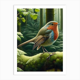 Robin In The Woods 2 Art Print