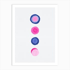 Circles Retro Geomectric Pink Blue Art Print