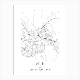 Lebrija,Spain Minimalist Map Art Print