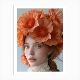 Orange Flower Crown Art Print