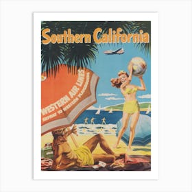 Southern California Vintage Beach Poster Art Print