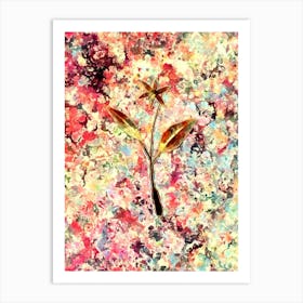 Impressionist Erythronium Botanical Painting in Blush Pink and Gold n.0003 Art Print