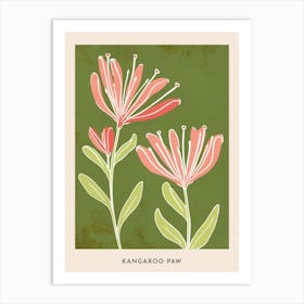 Pink & Green Kangaroo Paw 2 Flower Poster Art Print