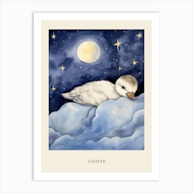 Baby Goose 1 Sleeping In The Clouds Nursery Poster Art Print