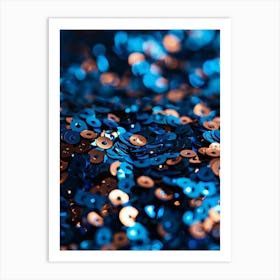 Blue And Gold Sequins Art Print