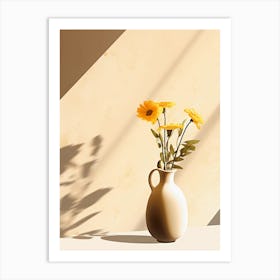 Yellow Flowers In A Vase Art Print