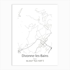 Divonne Les Bains,France Minimalist Map Art Print