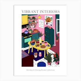Vibrant Interiors Kitchen And Dining Room Illustration 2 Art Print