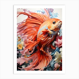 Ink Fins And Rainbow Ripples Art Print