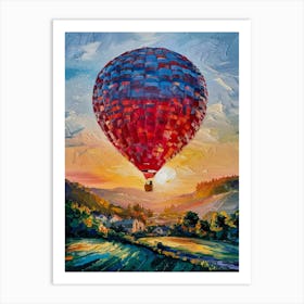 Hot Air Balloon At Sunset Art Print