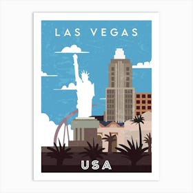 Las Vegas, USA — Retro travel minimalist poster 1 Art Print