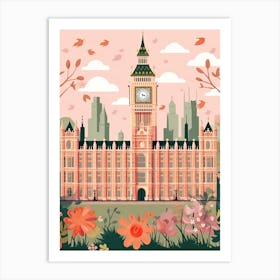 The Palace Of Westminster   London, England   Cute Botanical Illustration Travel 0 Art Print