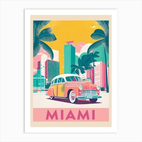 Miami Pink Vintage Travel Poster Art Print