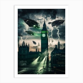 Aliens Over London 1 Art Print