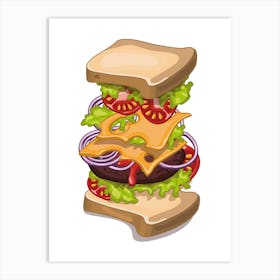 Cartoon Sandwich Art Print