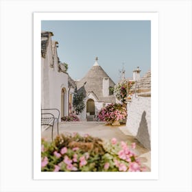 Trulli Houses with purple flowers in Alberobello, Puglia, Italy | Architecture and travel photography Art Print