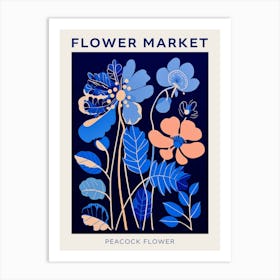Blue Flower Market Poster Peacock Flower Market Poster 1 Art Print