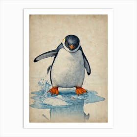 Penguin On Ice Art Print