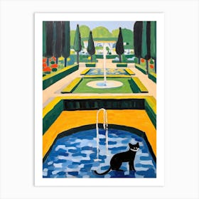 Versailles Gardens France, Cats Matisse Style 1 Art Print