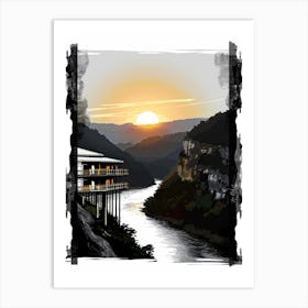 Sunset Over The River 11 Art Print