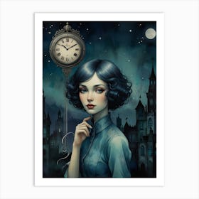 Girl With A Clock 1 Art Print