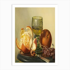 Oranges And A Glass Of Wine 1 Art Print