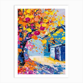 Autumn Tree In Front Of The House Art Print