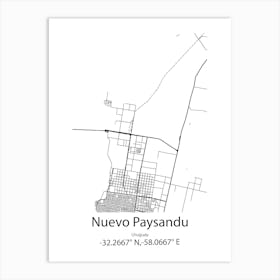 Nuevo Paysandu,Uruguay Minimalist Map Art Print