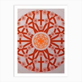 Geometric Abstract Glyph Circle Array in Tomato Red n.0075 Art Print