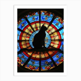 Cat In Stained Glass Window 12 Art Print