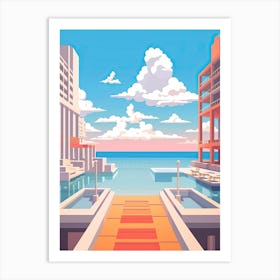 Cancun, Mexico, Flat Illustration 3 Art Print