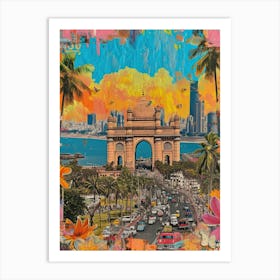 Mumbai   Retro Collage Style 2 Art Print