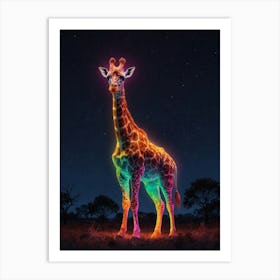 Neon Giraffe 2 Art Print