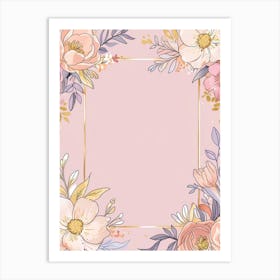 Pink Floral Frame 3 Art Print