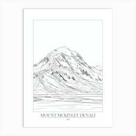 Mount Mckinley Denali Usa Line Drawing 8 Poster Art Print