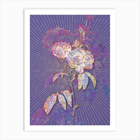 Geometric Purple Roses Mosaic Botanical Art on Veri Peri n.0043 Art Print