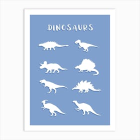 Blue Dinosaurs Set Art Print