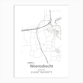 Woensdrecht,Netherlands Minimalist Map Art Print