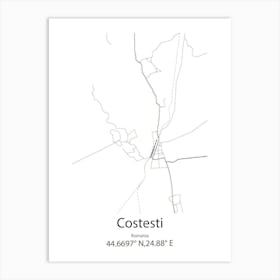 Costesti,Romania Minimalist Map Art Print