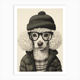 Poodle Dog Wearing Glasses Art Print