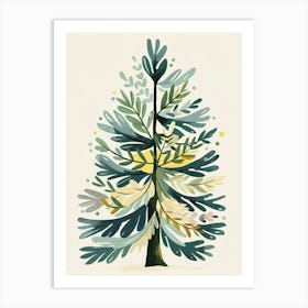 Douglas Fir Tree Illustration Flat 4 Art Print