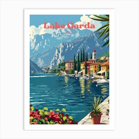 Lake Garda Summer Travel Art Illustration Art Print