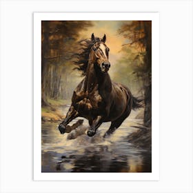 Horse Running Oil Painting Style 1 Art Print