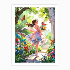 Girl In The Garden Art Print