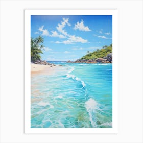 An Oil Painting Of Anse Lazio, Praslin Seychelles 2 Art Print